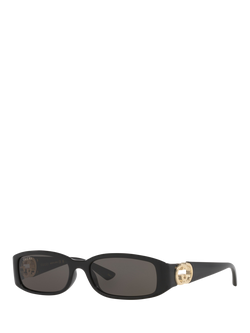Gucci GC002287 Women's Rectangular Sunglasses, Black, Black