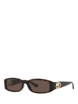 Gucci GC002287 Women's Rectangular Sunglasses, Black, Tortoise/Brown