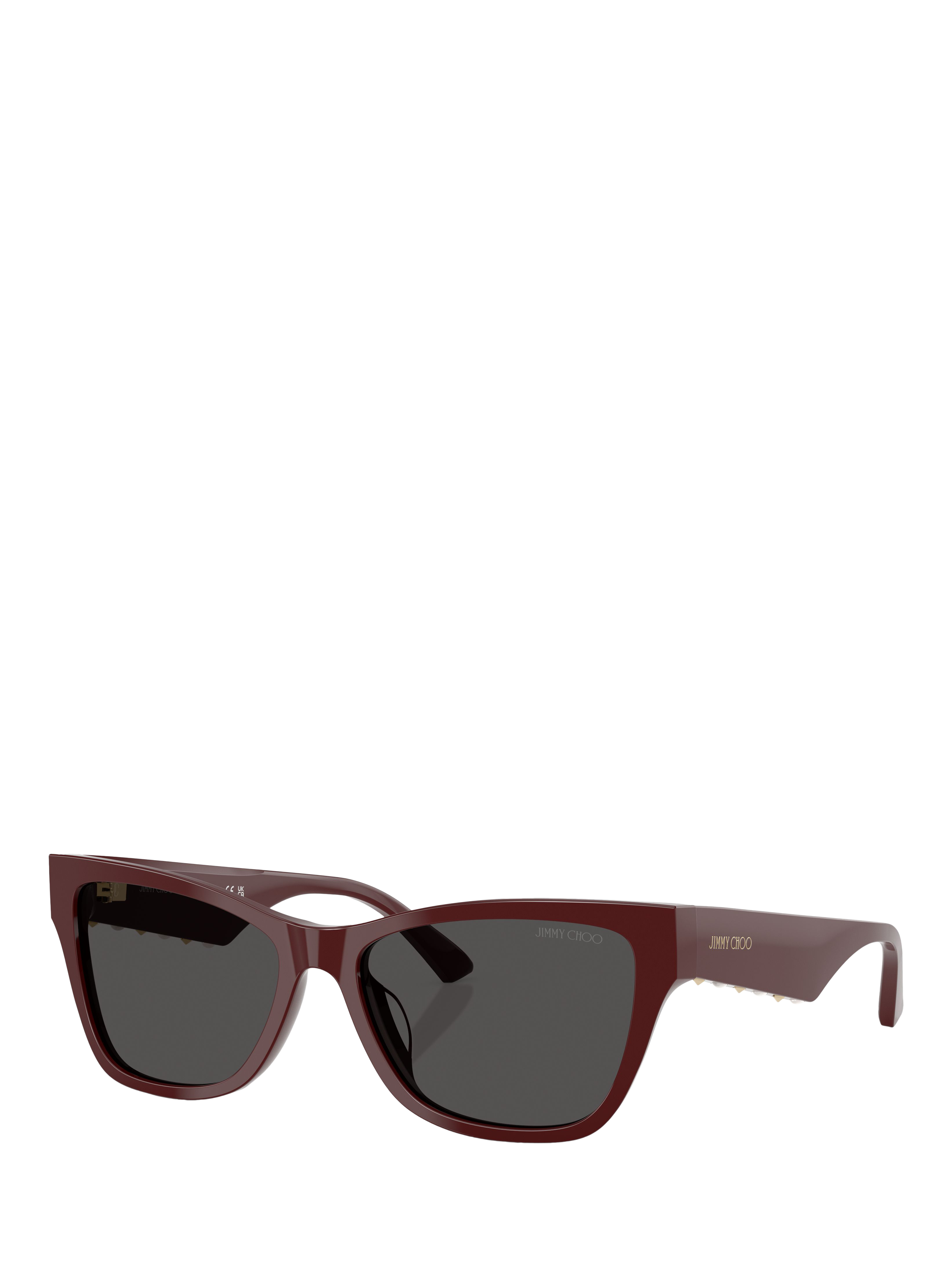 Product image 1 of 5, which shows Jimmy Choo 0JC5024HU D-Frame Sunglasses, Dark Red/Grey