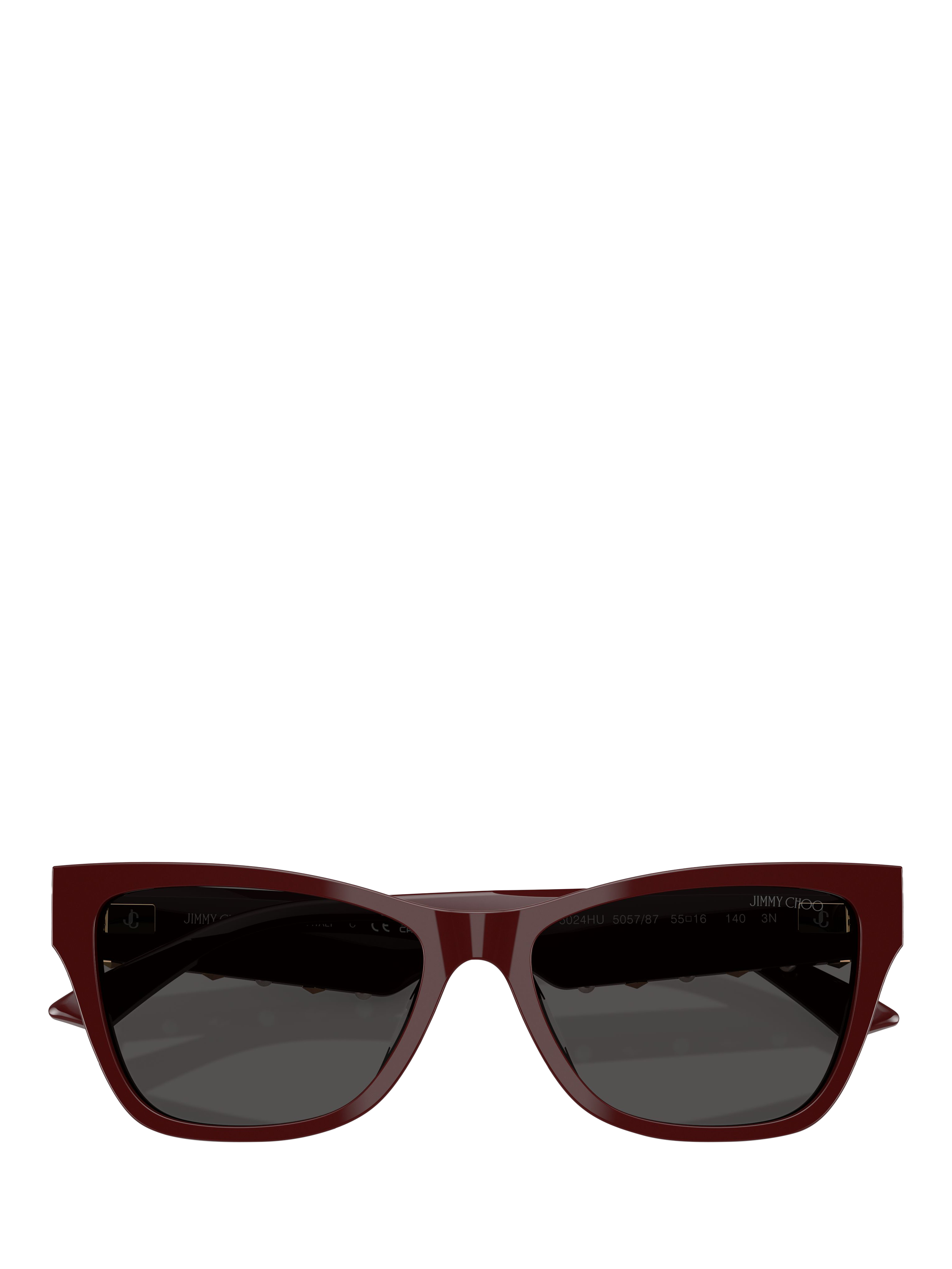 Product image 5 of 5, which shows Jimmy Choo 0JC5024HU D-Frame Sunglasses, Dark Red/Grey