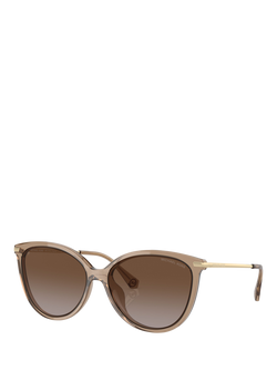 Michael Kors 0MK2184U Round Sunglasses, Brown Transparent/Brown Gradient, Brown Transparent/Brown Gradient