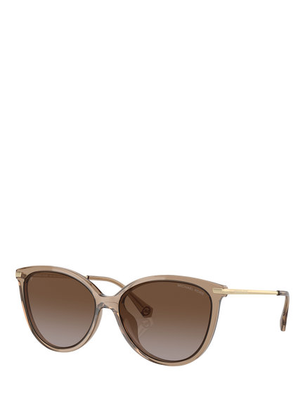 Michael Kors 0MK2184U Round Sunglasses, Brown Transparent/Brown Gradient, Brown Transparent/Brown Gradient