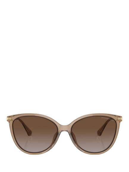 Michael Kors 0MK2184U Round Sunglasses, Brown Transparent/Brown Gradient - view 2, Brown Transparent/Brown Gradient