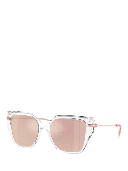 Michael Kors 0MK2231U Cat's Eye Sunglasses, Clear/Mirror Rose Gold, Clear/Mirror Pink