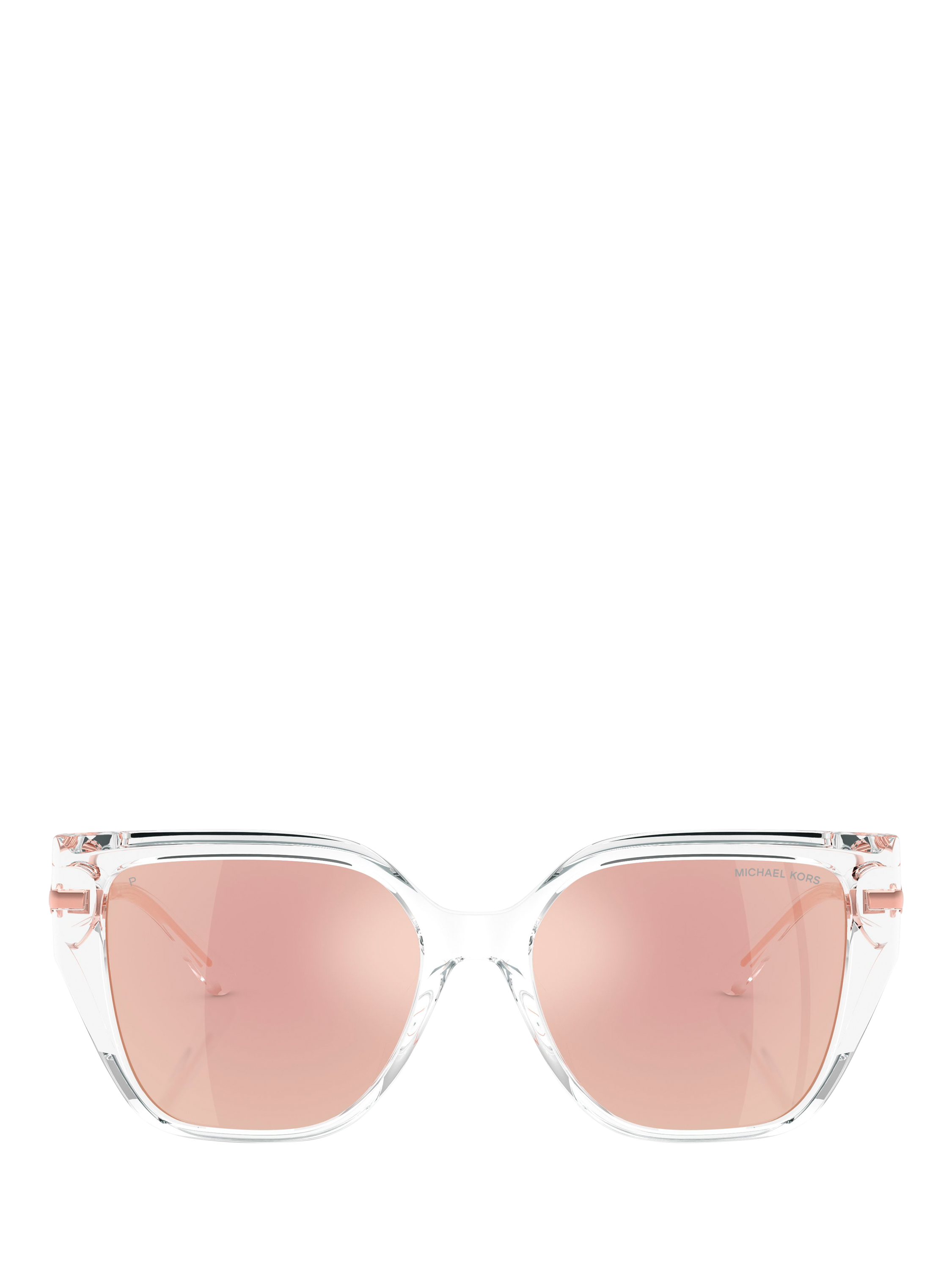 Product image 2 of 5, which shows Michael Kors 0MK2231U Cat's Eye Sunglasses, Clear/Mirror Pink