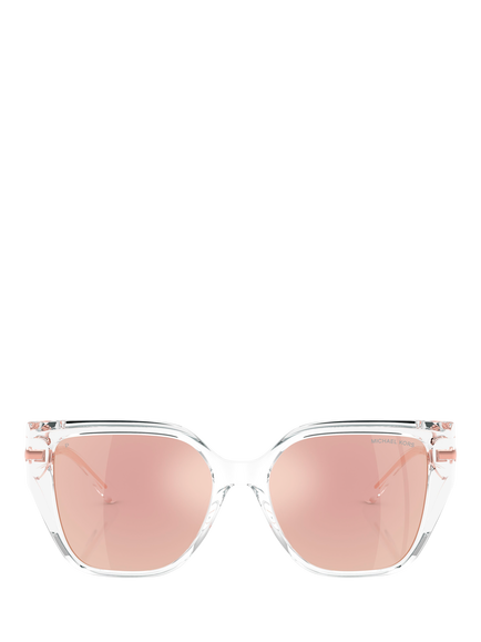 Michael Kors 0MK2231U Cat's Eye Sunglasses, Clear/Mirror Rose Gold - view 2, Clear/Mirror Pink