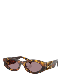 Miu Miu MU11WS Women's Oval Sunglasses, Honey Havana/Purple, Honey Havana/Purple