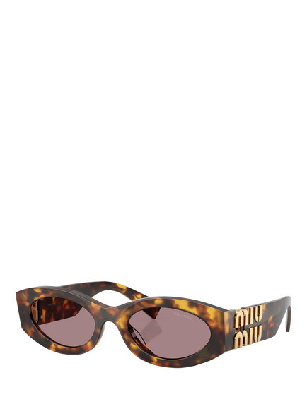 Miu Miu MU11WS Women's Oval Sunglasses, Honey Havana/Purple, Honey Havana/Purple