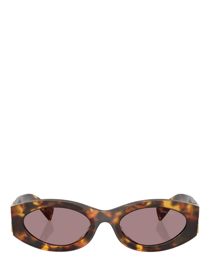 Miu Miu MU11WS Women's Oval Sunglasses, Honey Havana/Purple - view 2, Honey Havana/Purple