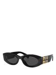 Miu Miu MU11WS Women's Oval Sunglasses, Black