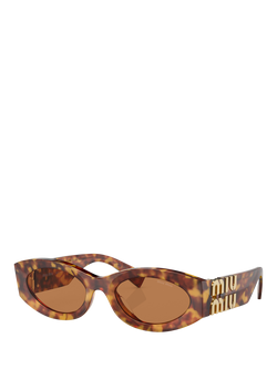 Miu Miu 0MU11WS Oval Sunglasses, Havana, Havana