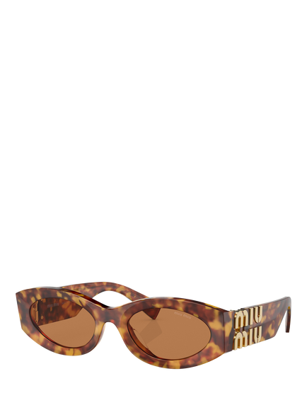 Miu Miu 0MU11WS Oval Sunglasses, Havana, Havana