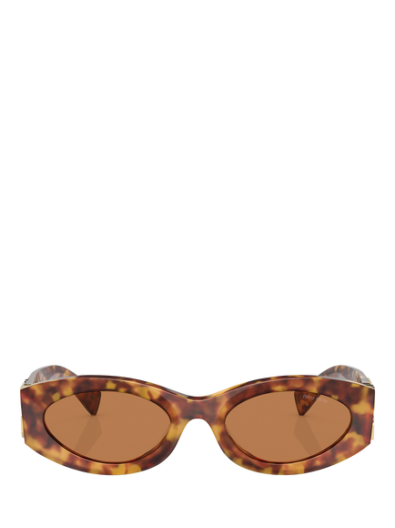 Miu Miu 0MU11WS Oval Sunglasses, Havana - view 2, Havana
