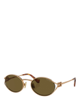 Miu Miu MU 52YS Women's Oval Sunglasses, Brass Gold