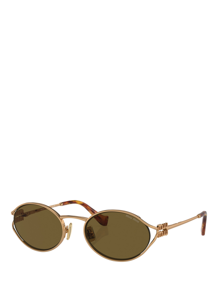 Miu Miu MU 52YS Women's Oval Sunglasses, Brass Gold, Brass Gold