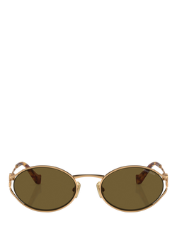 Miu Miu MU 52YS Women's Oval Sunglasses, Brass Gold - view 2, Brass Gold