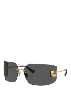 Miu Miu MU 54YS Women's Rectangular Sunglasses, Gold, Gold