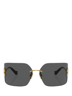 Miu Miu MU 54YS Women's Rectangular Sunglasses, Gold - view 2, Gold