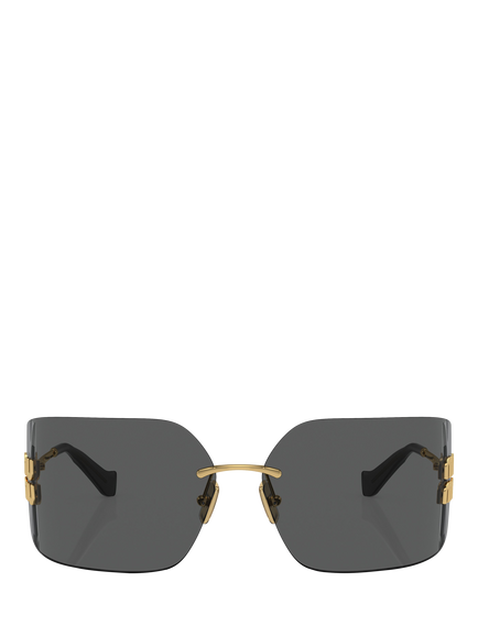 Miu Miu MU 54YS Women's Rectangular Sunglasses, Gold - view 2, Gold