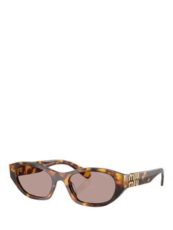 Miu Miu MUA03S Women's Oval Sunglasses, Honey Havana/Light Purple, Honey Havana/Light Purple