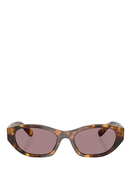 Miu Miu MUA03S Women's Oval Sunglasses, Honey Havana/Light Purple - view 2, Honey Havana/Light Purple