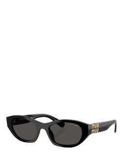 Miu Miu MUA03S Women's Oval Sunglasses, Black/Grey, Black/Grey