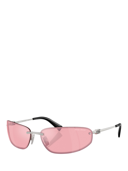Miu Miu 0MUA50S Wrap Sunglasses, Silver/Pink, Silver/Pink