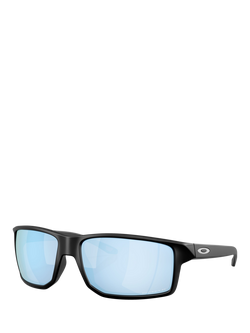 Oakley OO9470 Men's Polarised Round Sunglasses, Matte Black/Blue, Matte Black/Blue