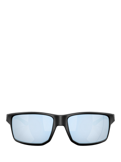 Oakley OO9470 Men's Polarised Round Sunglasses, Matte Black/Blue - view 2, Matte Black/Blue
