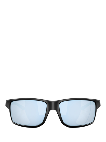 Oakley OO9470 Men's Polarised Round Sunglasses, Matte Black/Blue - view 2, Matte Black/Blue