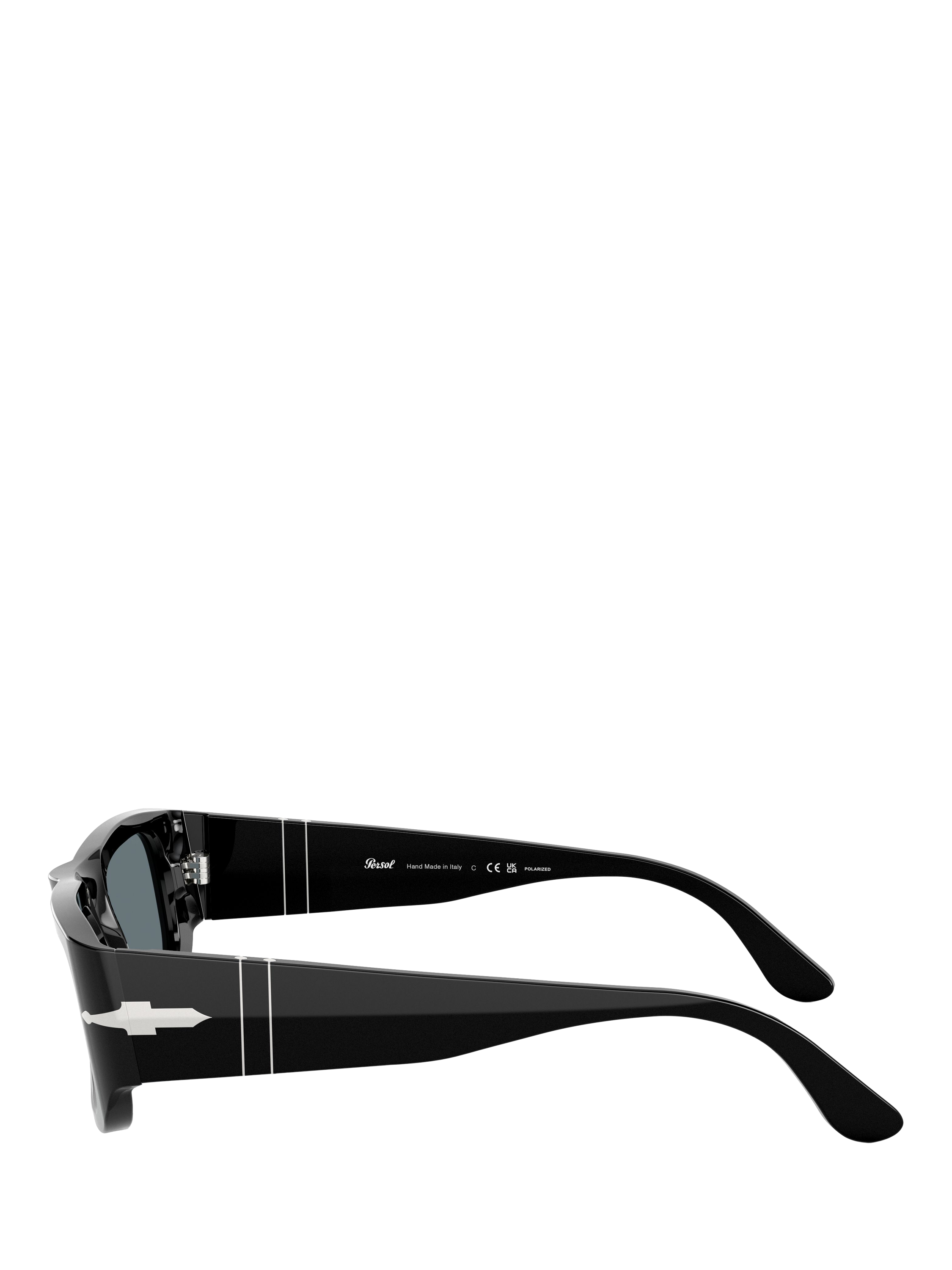 Product image 3 of 6, which shows Persol PO3362S Unisex Polarised Rectangular Sunglasses, Black/Grey