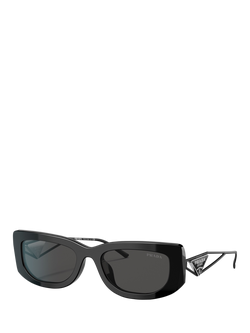 Prada PR14YS Women's Rectangular Sunglasses, Black, Black