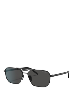 Prada PR 58YS Men's Rectangular Sunglasses, Black, Black