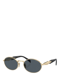 Prada PR65ZS Women's Oval Sunglasses, Pale Gold/Grey, Pale Gold/Grey
