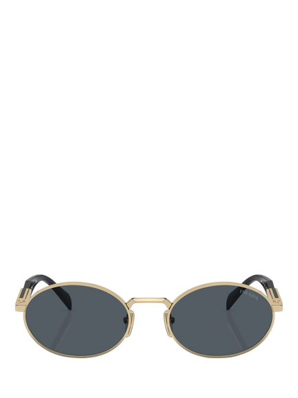 Prada PR65ZS Women's Oval Sunglasses, Pale Gold/Grey - view 2, Pale Gold/Grey