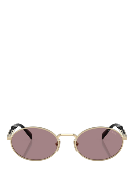 Prada PR 65ZS Women's Oval Sunglasses, Pale Gold - view 2, Pale Gold