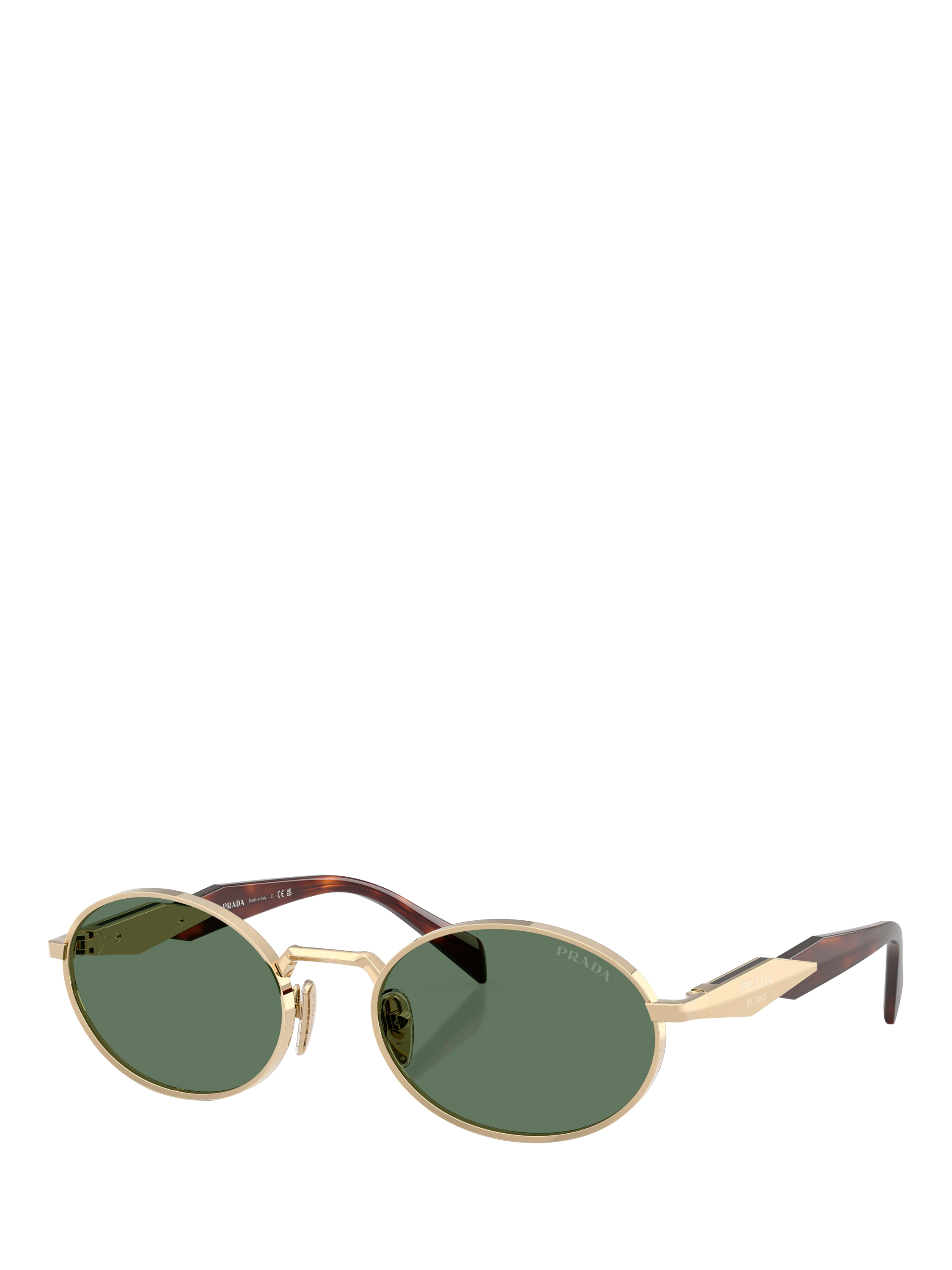 Product image 1 of 5, which shows Prada PR65ZS Women's Oval Sunglasses, Pale Gold/Green