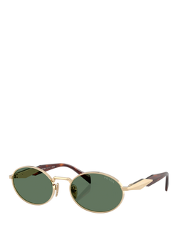 Prada PR65ZS Women's Oval Sunglasses, Pale Gold/Green, Pale Gold/Green