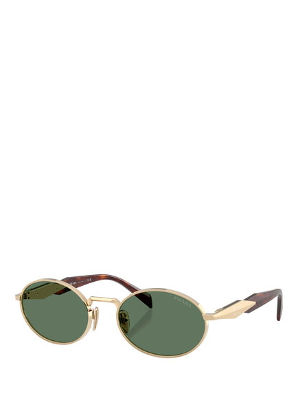 Prada PR65ZS Women's Oval Sunglasses, Pale Gold/Green, Pale Gold/Green