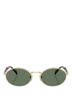 Prada PR65ZS Women's Oval Sunglasses, Pale Gold/Green - view 2, Pale Gold/Green