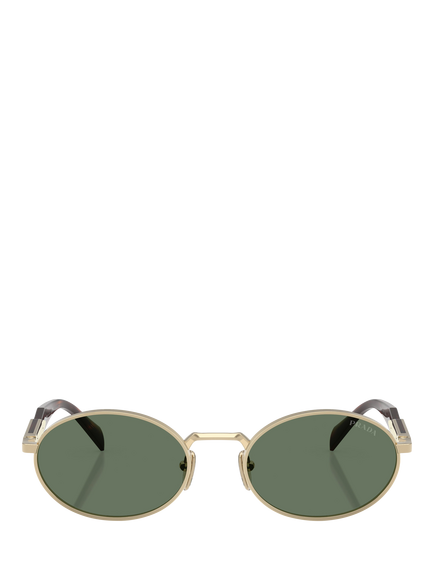 Prada PR65ZS Women's Oval Sunglasses, Pale Gold/Green - view 2, Pale Gold/Green