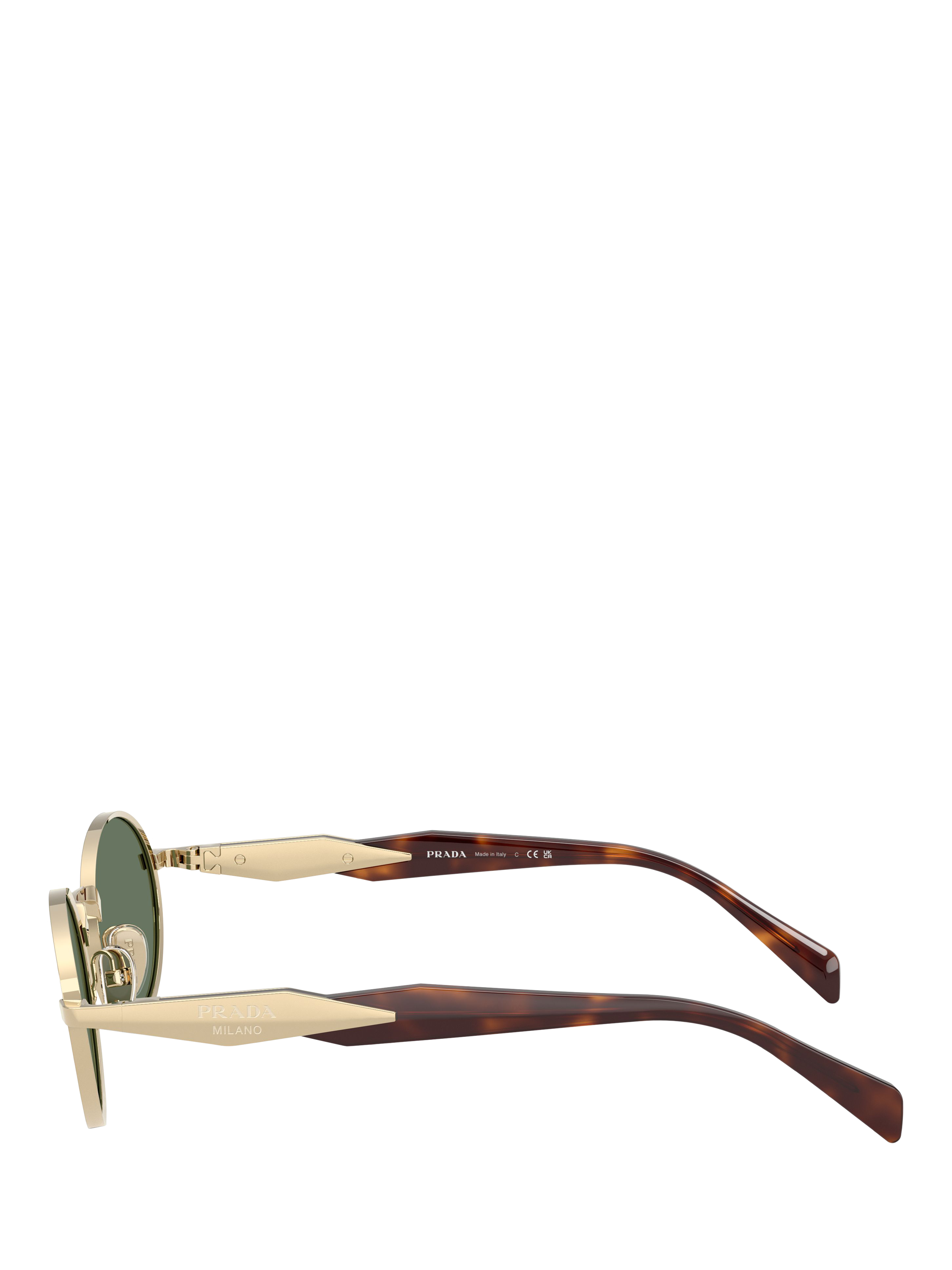 Product image 3 of 5, which shows Prada PR65ZS Women's Oval Sunglasses, Pale Gold/Green