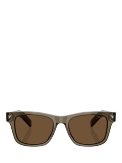Prada PR A17S Men's Rectangular Sunglasses, Transparent Terra - view 2, Transparent Terra
