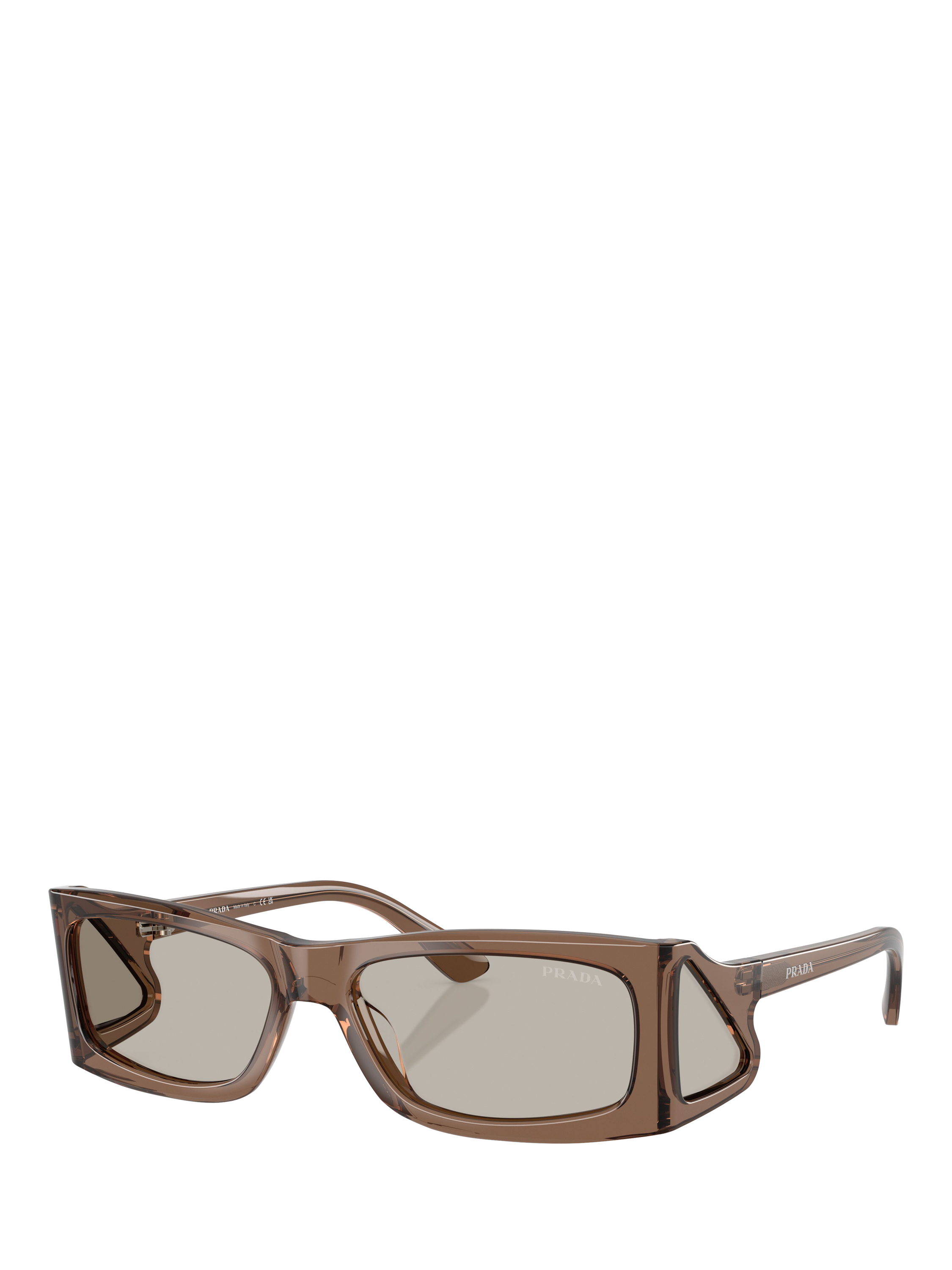 Prada PR B03S Men s Rectangular Sunglasses Transparent Brown Beige