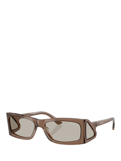 Prada PR B03S Men's Rectangular Sunglasses, Transparent Brown/Beige, Transparent Brown/Beige