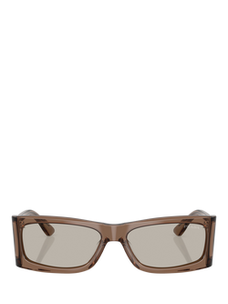 Prada PR B03S Men's Rectangular Sunglasses, Transparent Brown/Beige - view 2, Transparent Brown/Beige
