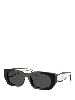 Prada PR B05S Women's Rectangular Sunglasses, Black, Black