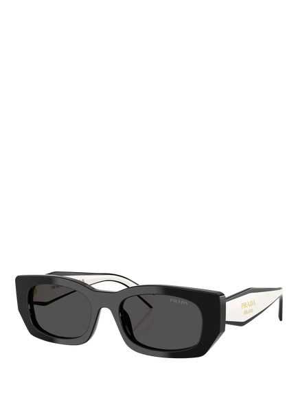 Prada PR B05S Women's Rectangular Sunglasses, Black, Black