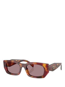Prada PR B05S Women's Rectangular Sunglasses, Poppy Tortoise/Brown, Poppy Tortoise/Brown