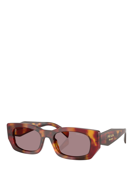 Prada PR B05S Women's Rectangular Sunglasses, Poppy Tortoise/Brown, Poppy Tortoise/Brown